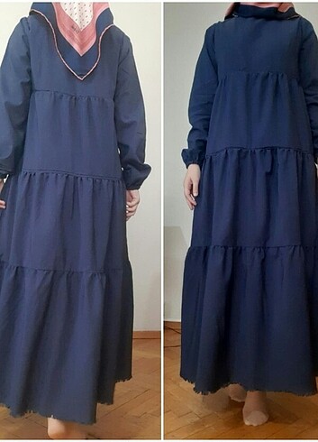 Zara Lacivert uzun tesettür elbise