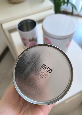 Beden İKEA Pastel Pembe Gül Desenli Saklama Kutuları