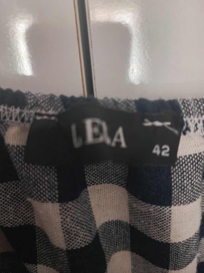 Düğmeli, Uzun, Askılı Gri Ekose Elbise - Görsel 3