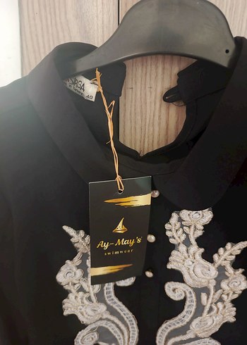 Siyah Nakışlı Uzun Kollu Kadın Gömlek - Görsel 2