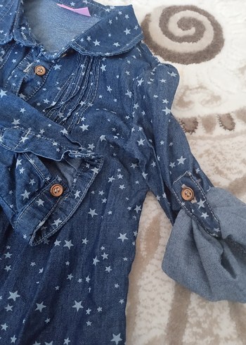 Uzun Kollu Düğmeli Kız Denim Bluz - Görsel 7