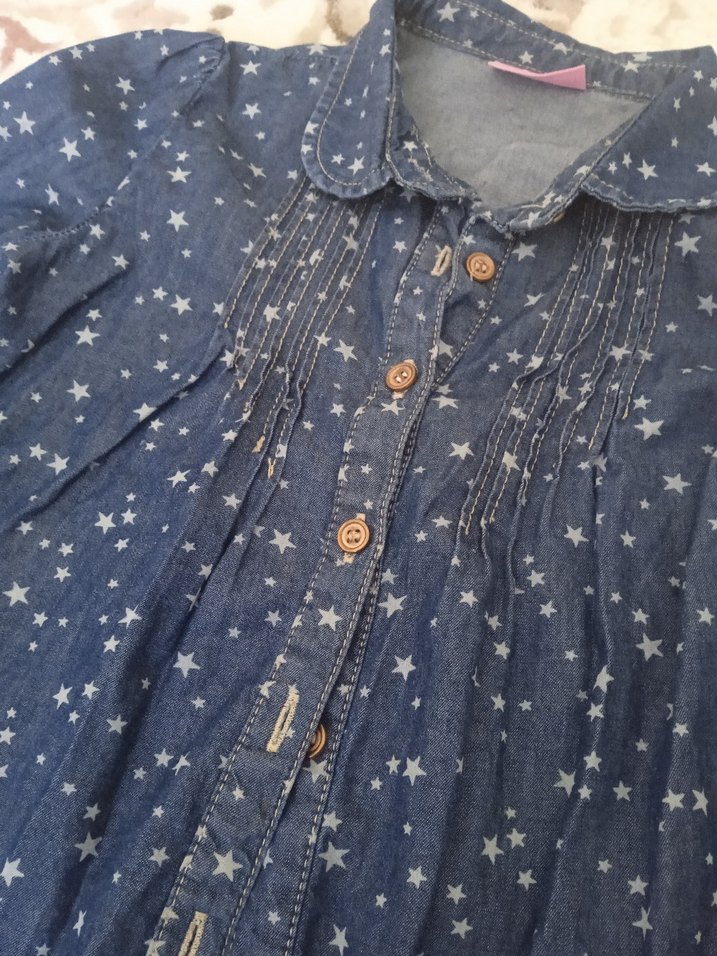 Uzun Kollu Düğmeli Kız Denim Bluz - Görsel 4