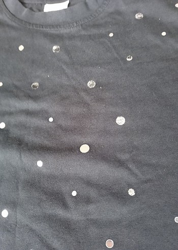 Siyah Kız Çocuk Kısa Kollu Pamuklu Tişört - Görsel 3