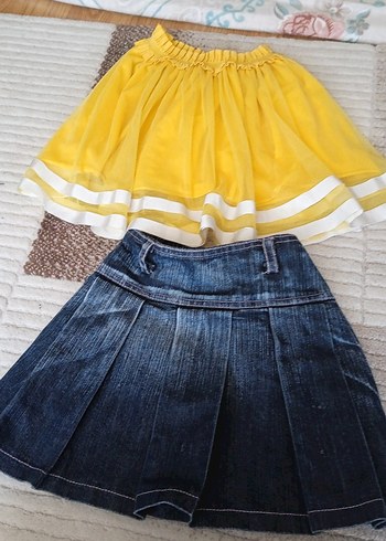 Kız Çocuk Pilili Denim Etek