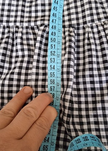 5 Yaş Beden gri Renk Kareli Fırfırlı Kız Çocuk Elbise
