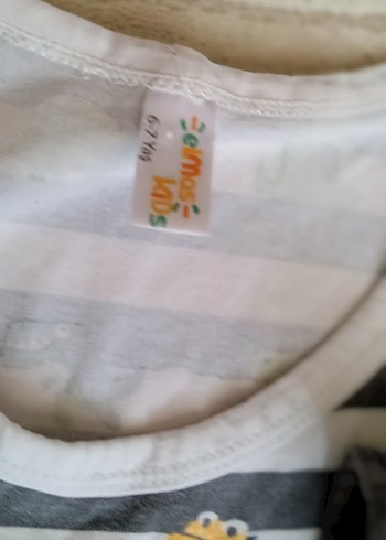 Çocuk İçlik 2'li, Baskılı Gri ve Çizgili - Görsel 6