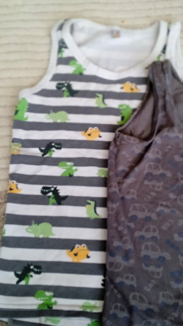 Çocuk İçlik 2'li, Baskılı Gri ve Çizgili - Görsel 2