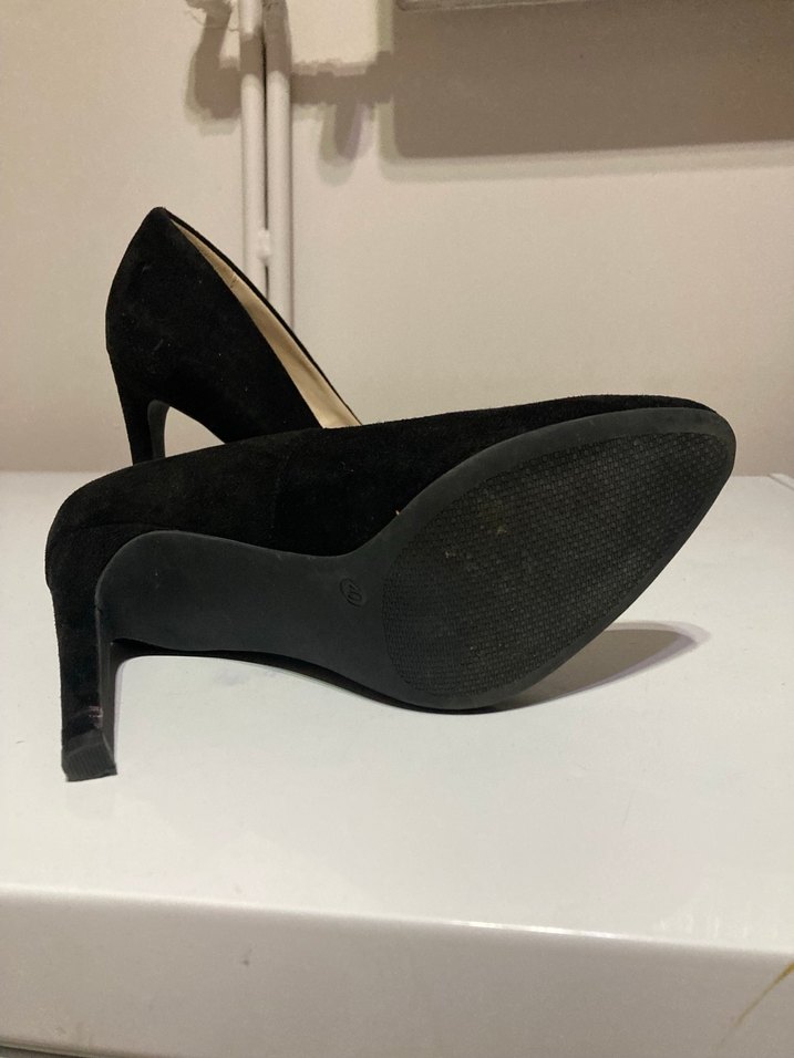 Siyah Süet Stiletto Topuklu Kadın Ayakkabı - Görsel 3