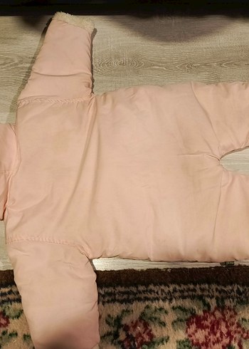 Pembe Kız Bebek Peluş Kapüşonlu Tulum - Görsel 3