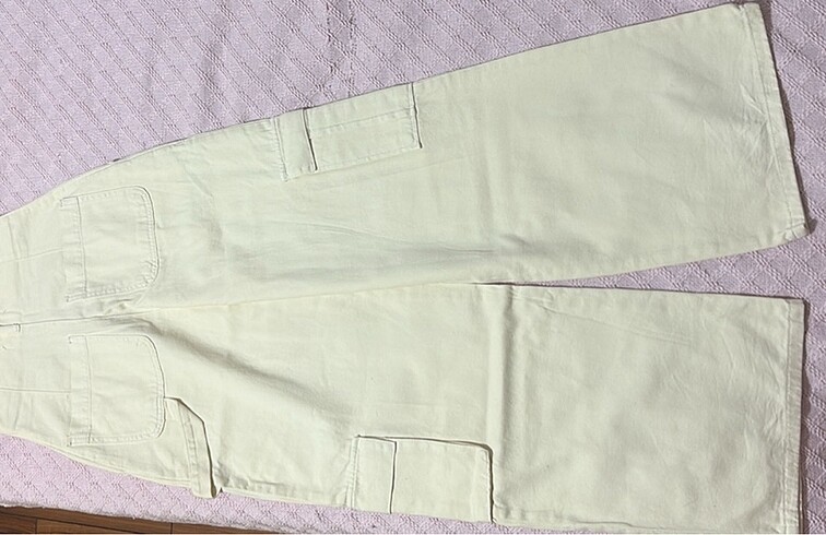 xs Beden ten rengi Renk Stradivarius ultra yüksek bel wide leg bej düğmesiz pantolon