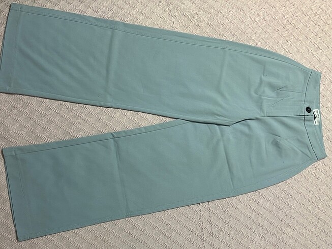 Bershka kumaş mavi wide leg pantolon
