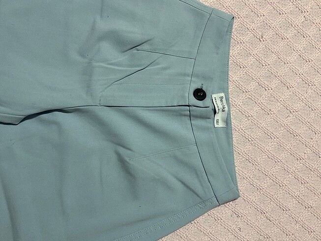 Bershka Bershka kumaş mavi wide leg pantolon