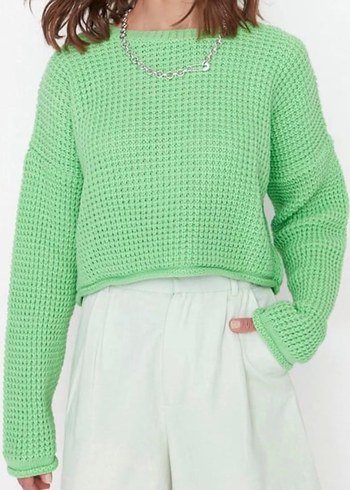 crop geniş kalıp triko kazak - Görsel 2