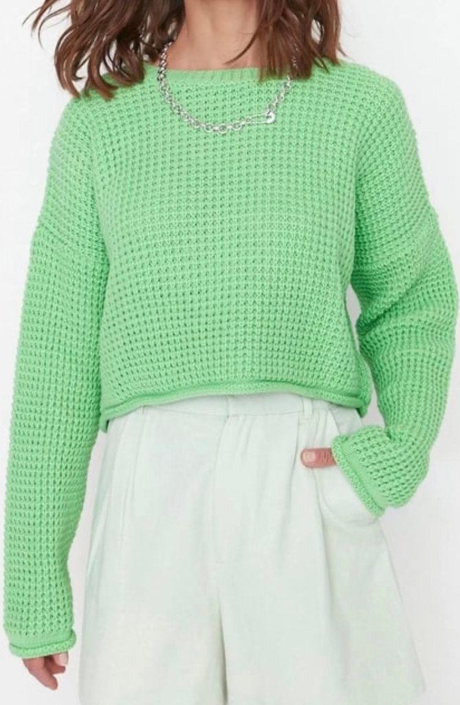 crop geniş kalıp triko kazak - Görsel 2