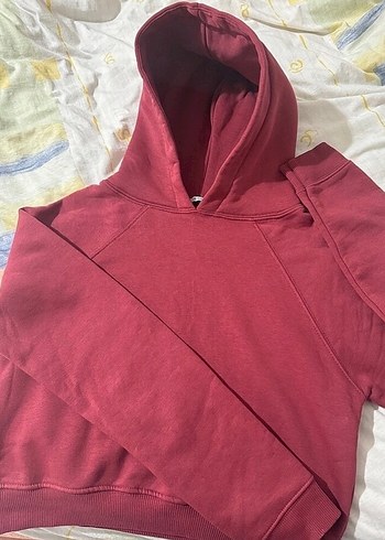 Bordo Kadın Crop Sweatshirt - Görsel 3