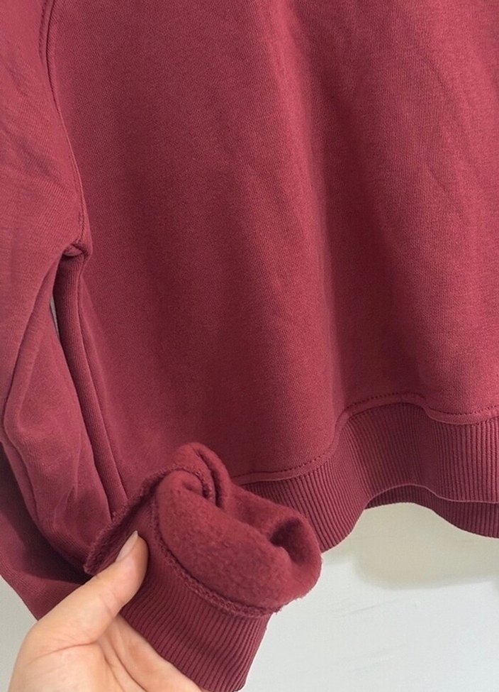 Bordo Kadın Crop Sweatshirt - Görsel 2