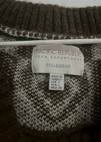 Kahverengi Kalp Desenli Örgü Süveter - Görsel 3