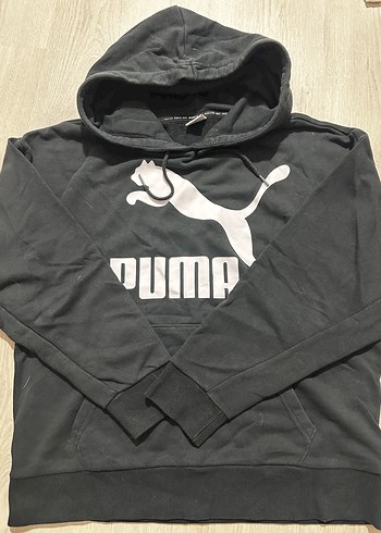 Puma Siyah Kapusonlu Spor Sweatshirt