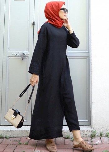 Siyah Uzun Kollu Salaş Tulum - Görsel 2