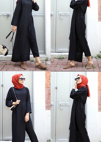 Siyah Uzun Kollu Salaş Tulum - Görsel 4