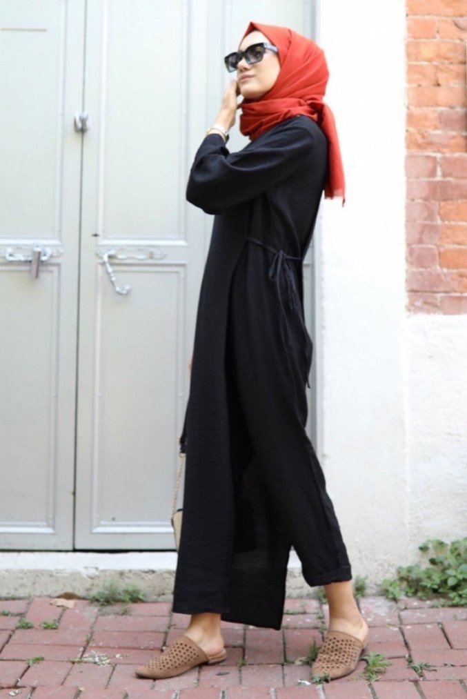 Siyah Uzun Kollu Salaş Tulum - Görsel 3