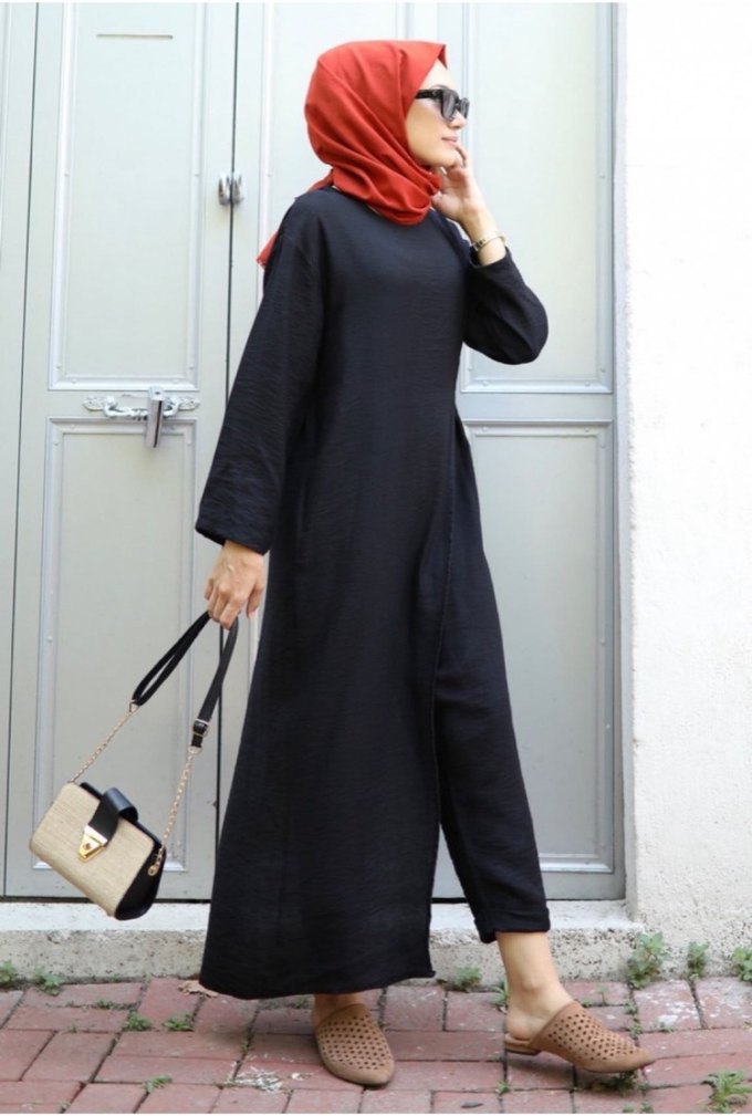 Siyah Uzun Kollu Salaş Tulum - Görsel 2