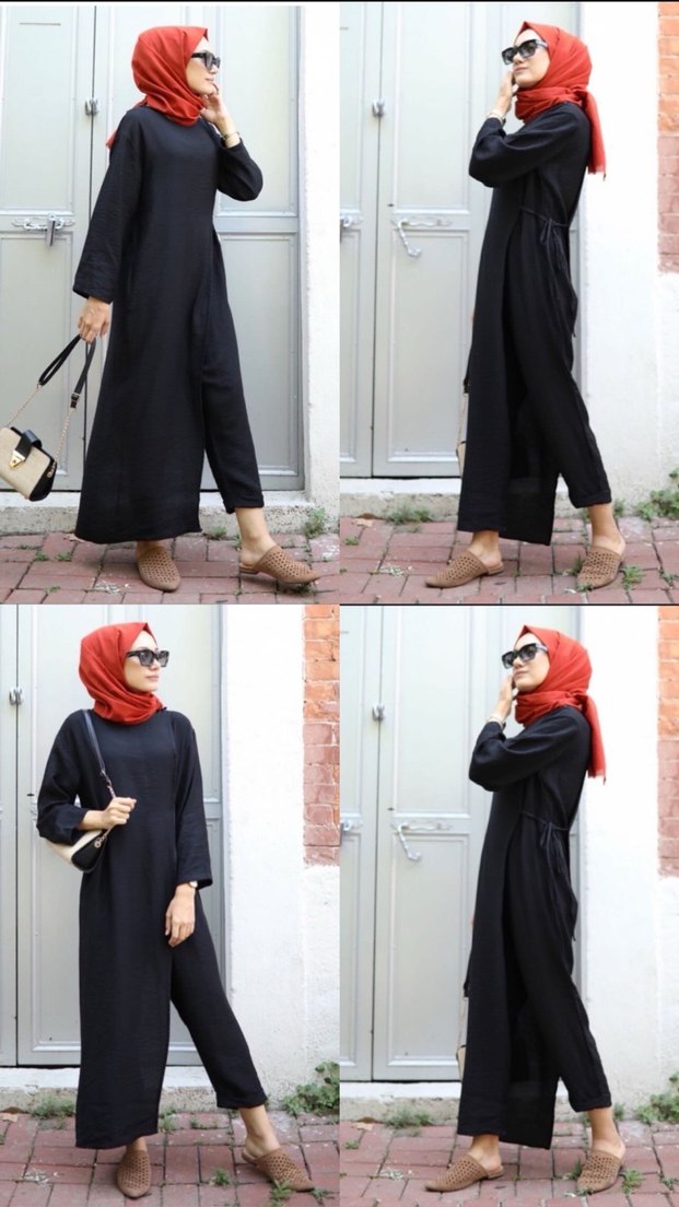 Siyah Uzun Kollu Salaş Tulum - Görsel 4