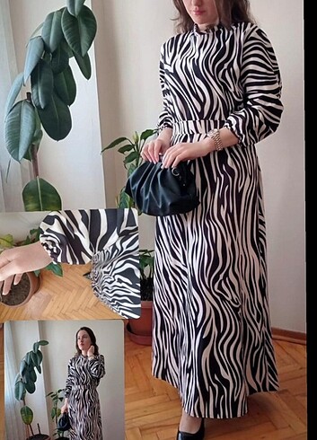 Diğer Yeni sezon zebra desen elbise