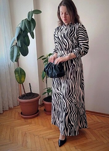 diğer Beden Yeni sezon zebra desen elbise