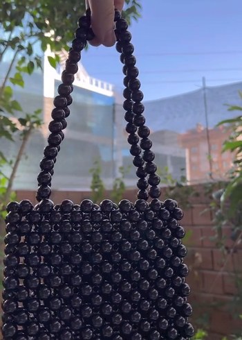 Siyah Boncuklu Kadın Çanta