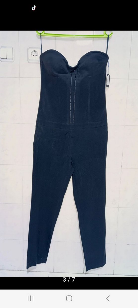 Siyah Kadın Straplez Tulum - Görsel 2