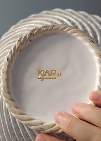 Beden beyaz Renk Vintage Çiçek Desenli Hasır Tasarımlı Tabak