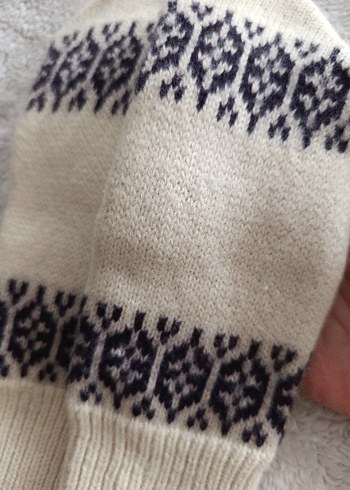Vintage Has Yün Desenli Kadın Eldiveni - Görsel 5