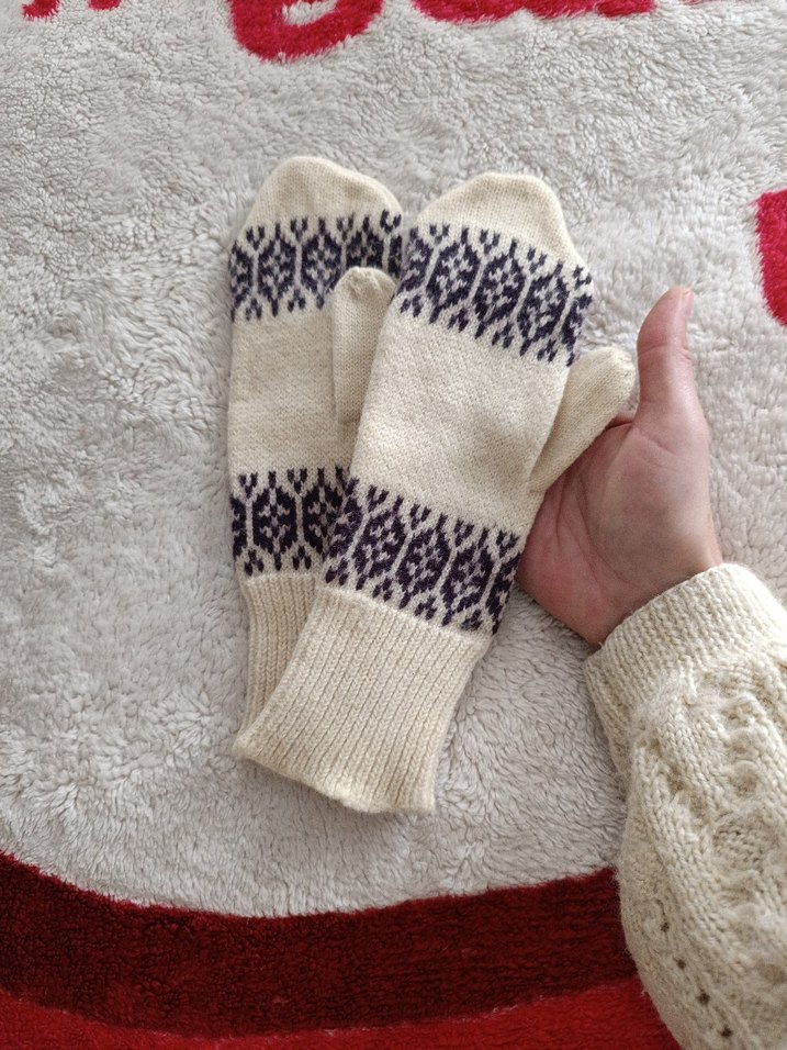 Vintage Has Yün Desenli Kadın Eldiveni - Görsel 4