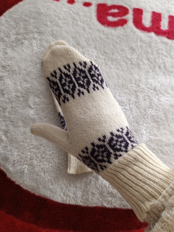 Vintage Has Yün Desenli Kadın Eldiveni - Görsel 3