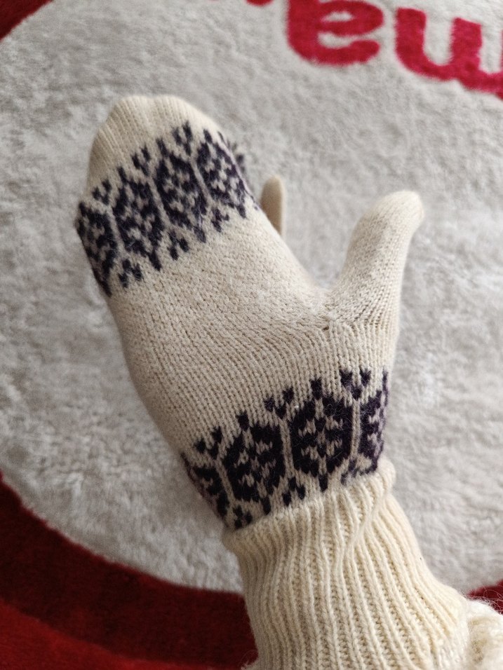 Vintage Has Yün Desenli Kadın Eldiveni - Görsel 2