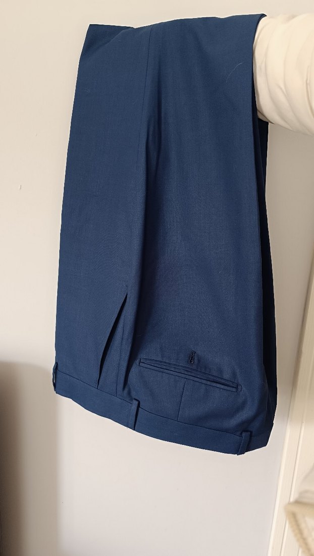 Crispino Mavi Regular Fit Pilili Erkek Ofis Pantolonu - Görsel 4