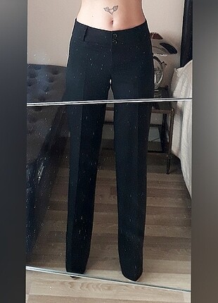 s Beden Zero marka uzun paça normal bel kumaş pantolon (wide leg)