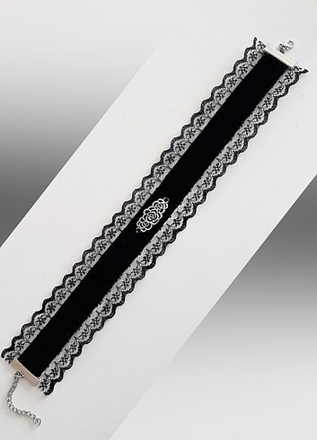 Ajürlü kadife gotik choker el dikimi