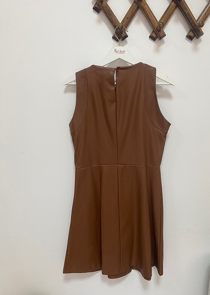 Deri kahverengi elbise - Görsel 2