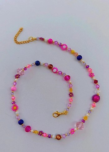 Renkli Boncuklu Bohem Kadın Kolye - Görsel 7