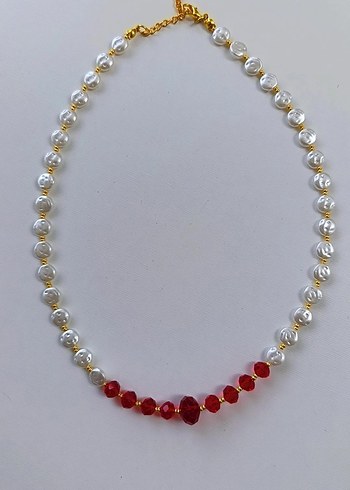 Klasik Kırmızı Boncuklu Kolye - Görsel 6