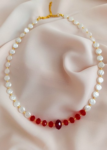 Klasik Kırmızı Boncuklu Kolye - Görsel 14