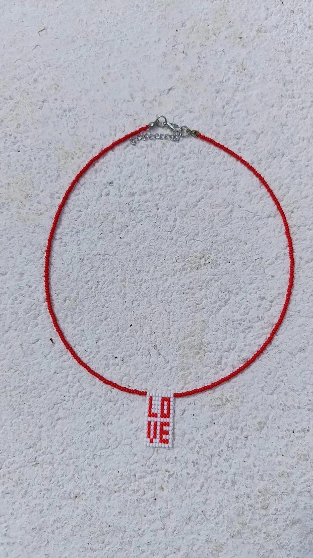 Kırmızı Boncuklu Kadın Kolye - Görsel 4