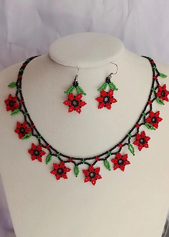 Kırmızı Boncuklu Kolye - Görsel 3