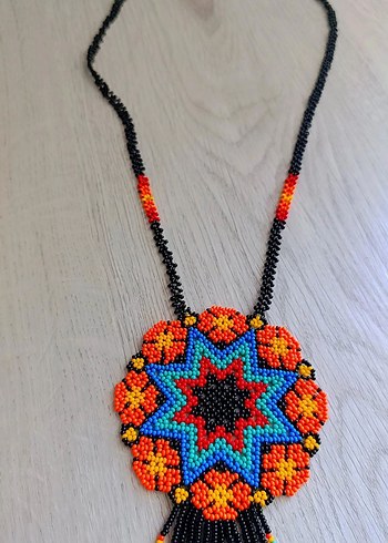 Renkli Madalyon Bohem Kolye - Görsel 8