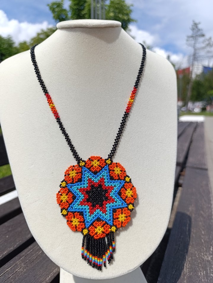 Renkli Madalyon Bohem Kolye - Görsel 4