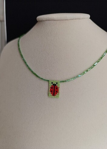 Uğur böcekli boncuk kolye - Görsel 6