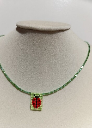 Uğur böcekli boncuk kolye - Görsel 9