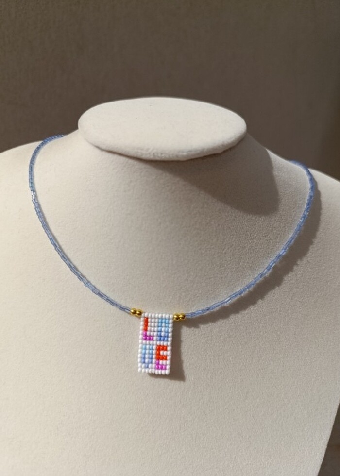 Love yazılı boncuk kolye  - Görsel 4